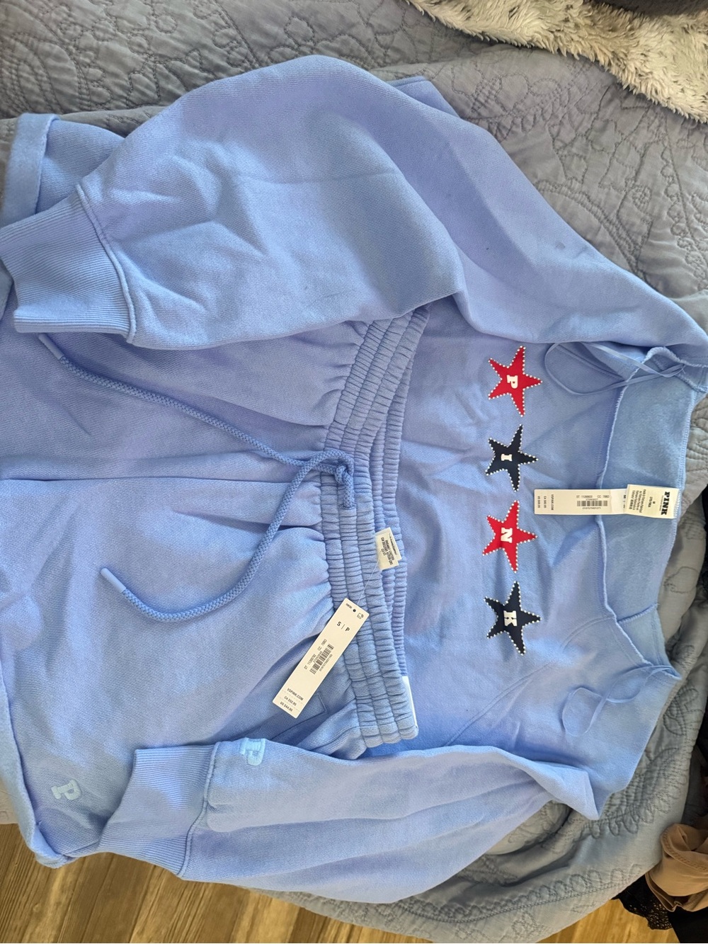PINK  Victoria's Secret Light Blue Star Sweatshirt & Jogger Set